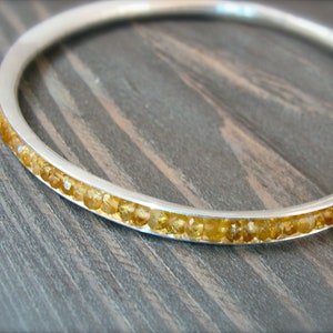 Citrine and sterling silver stack bangle, November birthstone natural gemstone bracelet, Stackable bangle, Gifts for her, Siren jewels