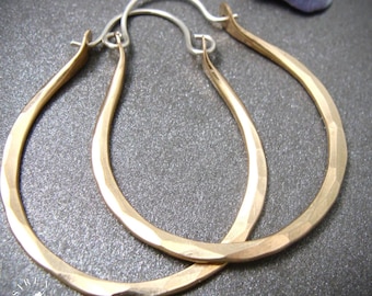 Hammered 14k Gold Filled Mixed Metal Hoop Earrings – Sterling Silver Wires