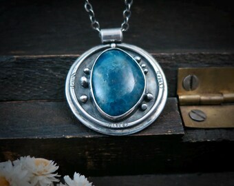 Apatite Sterling Silver Boho Pendant -  Handmade Artisan Unique Gifts For Her, OOAK