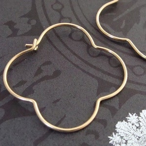 golden gothic hoops... 14k gold filled hoops, clover hoops, quatrefoil hoops, gold hoops, unique jewelry, simple jewelry, gifts for her