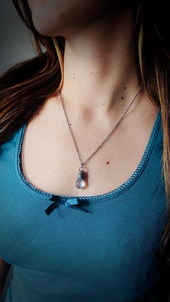 Quartz Crystal Pendulum Necklace - Boho witchy Pendant, handcrafted jewelry