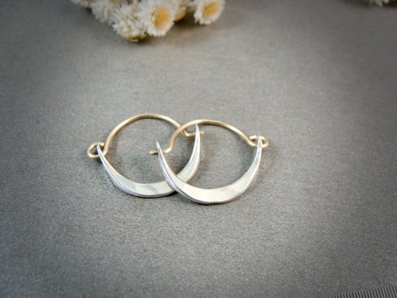 Extra Mini Mixed Metal Minimalist Gold and Sterling Silver Hoops - Everyday jewelry, Small hoops, Handmade jewelry, Gifts for her