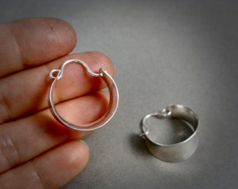 Handmade Sterling Silver Chunky Hoop Earrings – Small Minimalist Artisan Jewelry