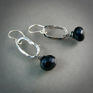 Sterling Silver Hematite Earrings: Black Gemstone Dangles
