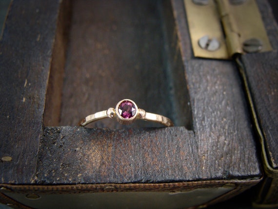 Tiny tourmaline and solid 14k gold stack ring, Birthstone ring, Delicate minimalist gemstone ring, Siren jewels, Gifts for her