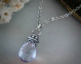 Quartz Crystal Pendulum Necklace - Boho witchy Pendant, handcrafted jewelry