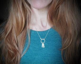 mixed metal boho chic fringe pendant, 925 necklace, minimalist jewelry, handmade artisan jewelry, siren jewels, gifts for her "Daya pendant"