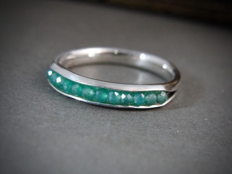 mystic quartz stacking ring... green quartz stacking ring, green quartz ring, sterling stack ring, gemstone ring, handmade ring image 1