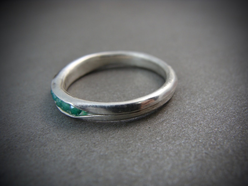 mystic quartz stacking ring... green quartz stacking ring, green quartz ring, sterling stack ring, gemstone ring, handmade ring image 5