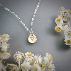 14k Gold Heart Pebble Pendant: Recycled Gold Minimalist Necklace