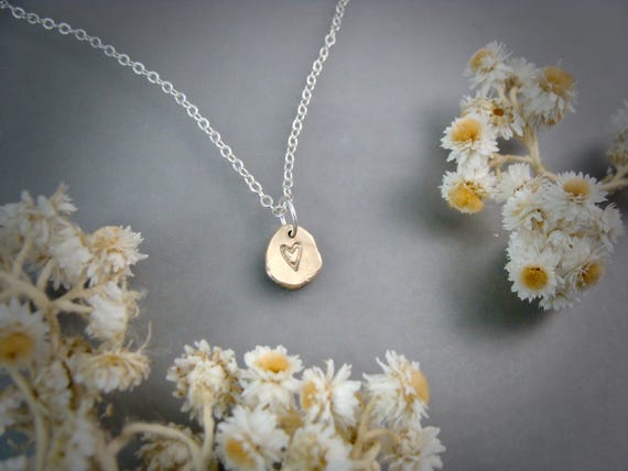 Solid 14k Gold Heart Pebble Pendant – Petite Recycled Gold Charm, Minimalist Layering Necklace, Handmade Gifts for her, Siren Jewels