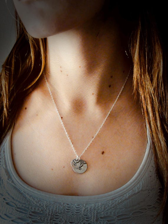Imprinted Sterling Silver Double Coin Necklace, Siren Jewels, Handmade Sterling Silver Pendant, Gifts For Her, "Double Marrakesh Necklace"