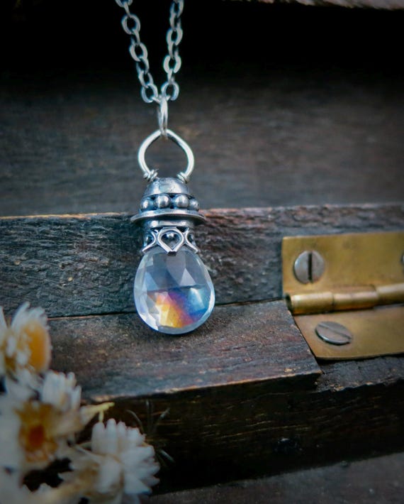 Quartz Crystal Pendulum Necklace - Boho witchy Pendant, handcrafted jewelry