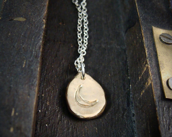 solid 14k crescent moon pendant, recycled 14k gold pendant, layering necklaces, gifts for her, celestial jewelry, sirenjewels, small pendant