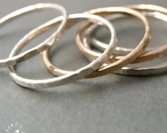 Handmade Hammered Stacking Ring – Mixed Metal, Sterling Silver or Gold-Filled