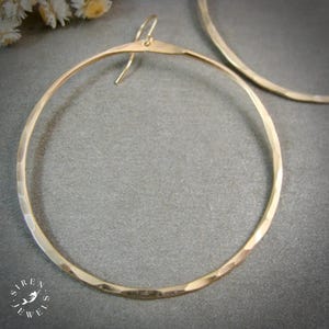 Large Gold Hoop Earrings – Lightweight Hammered Artisan Statement Hoops, Jewelry Gift