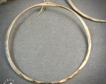 Large Gold Hoop Earrings – Lightweight Hammered Artisan Statement Hoops, Jewelry Gift