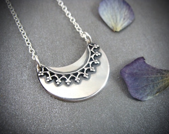 prodigal moon... sterling silver crescent moon pendant, layering sterling silver pendant, moon necklace, celestial jewelry, gifts for her