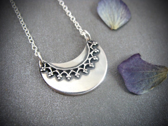 Sterling silver crescent moon pendant, Layering pendant, Goth moon necklace, Celestial jewelry, Gifts for her "Prodigal moon"