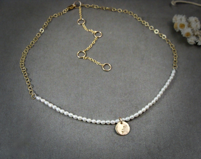 14k gold fill and pearl adjustable choker, siren jewelry, delicate mermaid necklace, gifts for her, layering necklace ~ "siren necklace"