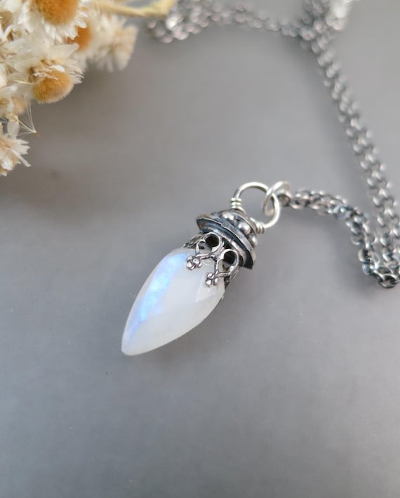 Moonstone Pendulum Necklace - Boho Pendant, Handcrafted Jewelry Gift  For Her