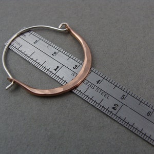large minimalist ... mixed metal sterling and rose gold hoops, handmade jewelry, gifts for her image 4