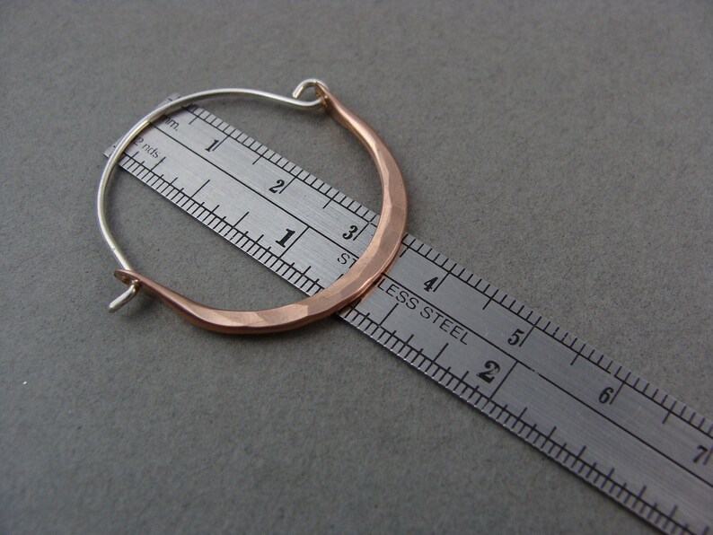 large minimalist ... mixed metal sterling and rose gold hoops, handmade jewelry, gifts for her image 4