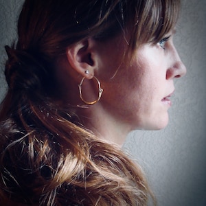 Handmade Hammered Hoop Earrings ~ Large ~ Rose Gold main image 0