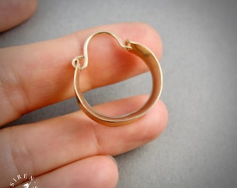 Handmade 14k Gold Filled Hoop Earrings - Chunky Concave Saddle Design