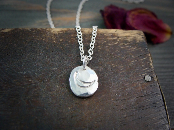 Solid Sterling Moon Pebble Pendant – Petite Recycled Silver Charm, Minimalist Layering Necklace, Handmade Gifts for her, Siren Jewels