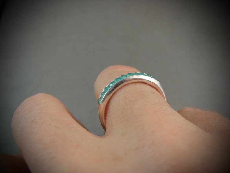 mystic quartz stacking ring... green quartz stacking ring, green quartz ring, sterling stack ring, gemstone ring, handmade ring image 3
