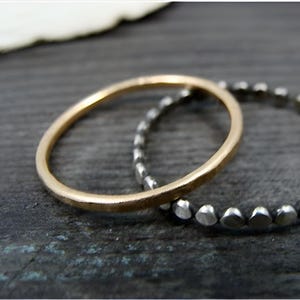 Mixed metal hammered sterling and 14k gold fill ring set, Stackable rings for women, Siren jewels, Simple bands, Minimalist jewelry