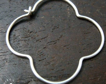 Handmade Sterling Silver Quatrefoil Hoop Earrings – Gothic Clover Jewelry Gift For Her