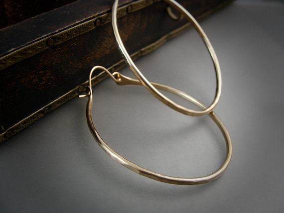 Oval 14k gold filled hoops, hammered gold modern hoops earrings, Siren jewels, Gifts for her "ellipse hoops"
