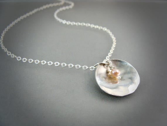Silver shell and pearl pendant, Simple 925 silver pearl necklace, pearl jewelry, siren jewelry, siren jewels, "Aphrodite pendant"