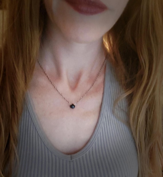 Hematite and Sterling Silver Drop Pendant - Faceted Black Gemstone Necklace