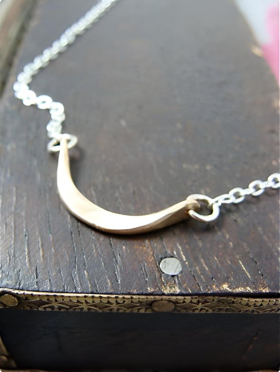 Minimalist 14k gold filled bar pendant, Simple mixed metal pendant, Modern jewelry, Layering pendants, Minimalist jewelry, Gifts for her