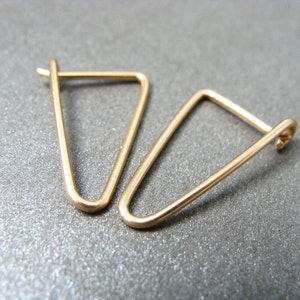 Small 14k Gold Filled Triangle Hoop Earrings – Minimalist Geometric Hoops, Handmade jewelry