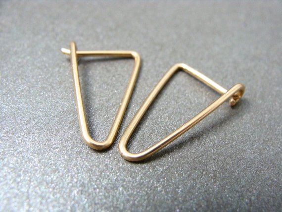 Small 14k gold filled triangle hoops, Petite geometric earrings, Gifts for her, Simple earrings siren jewels, "Simple geometry"