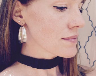 Handmade Sterling Silver Wide Hoop Earrings – 1.5 Inch Chunky Concave Hoops, Statement Artisan Jewelry
