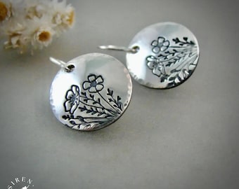 Sterling Silver Flower Earrings – Handmade Floral Dangle Jewelry