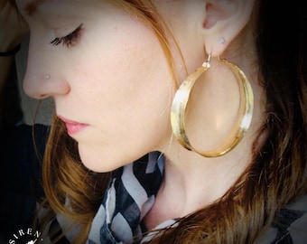 XXL 2 1/2" 14k Gold Fill Hoop Earrings – Handmade Lightweight Statement Jewelry For Her.