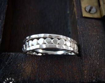 Hammered Sterling Silver Stacking Ring Set – Handmade Bead Bands "Power Of Three"