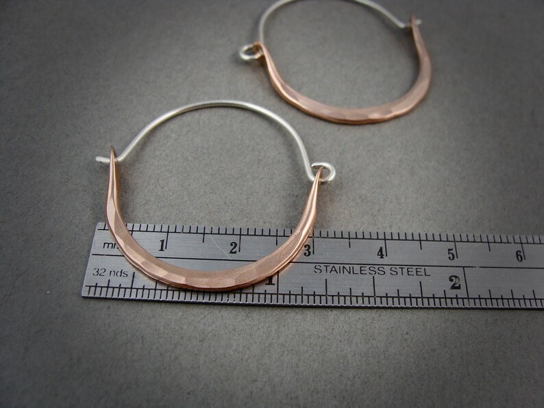 large minimalist ... mixed metal sterling and rose gold hoops, handmade jewelry, gifts for her image 5