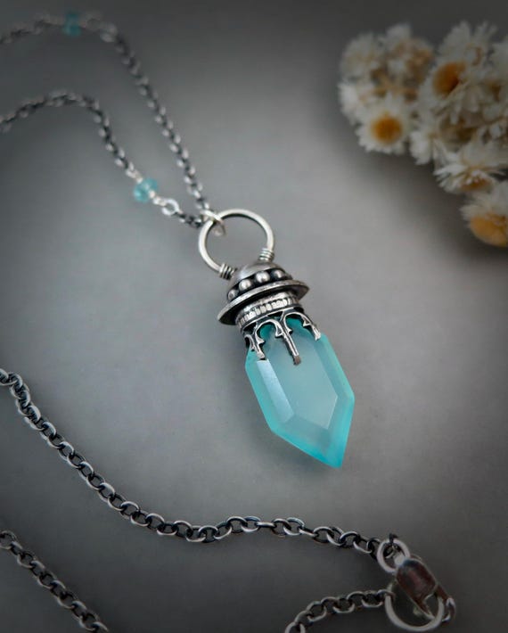 Blue Chalcedony Sterling Silver Handmade Pendant, Jewelry Gifts For Her