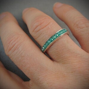 mystic quartz stacking ring... green quartz stacking ring, green quartz ring, sterling stack ring, gemstone ring, handmade ring image 2