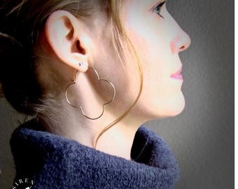 Large 14k Gold Filled Clover Hoop Earrings – Gothic Quatrefoil Jewelry