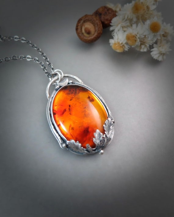 Unique Jewelry, Amber Sterling 925 Pendant, Amber Necklace Gifts For Her, Boho Style by Siren Jewels