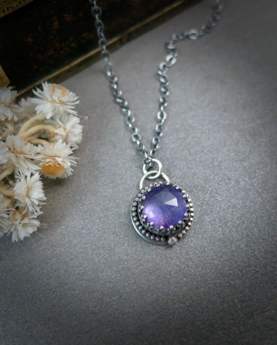 Amethyst Sterling Silver Pendant, Unique Amethyst Necklace, Jewelry Gifts For Her