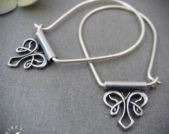 Art Nouveau Sterling Silver Hoop Earrings – Handmade Silversmith Jewelry, Elegant Boho Hoops